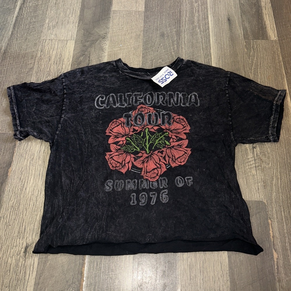 Fifth Sun California Tour Summer of 76 Acid Wash Crop T-Shirt Women's Sz M